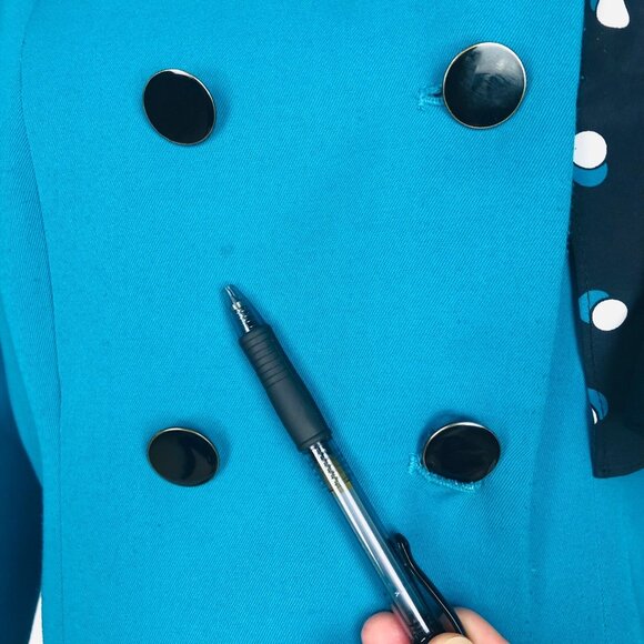 Kasper For ASL Vintage Suit Jacket Blazer Size 10 1980s Double Breasted Blue - Picture 7 of 16